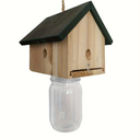 Bird / Wildlife Accessories for Birds, Wooden Hanging Burd Feedr with a Jar Dispenser, House-Shaped. Suitable for Small Birds Such as Hummingbirds, Chickadees and Sparrows, 1 Piece