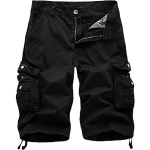 Leward Men's Cotton Twill Cargo Shorts Outdoor Wear Lightweight (32, Black)