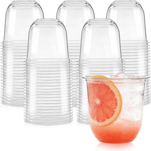 Alaeseje 100 Pcs Disposable Stemless Wine Glasses,12 oz Round Bottom Crystal Plastic Cocktail Cups,Clear Party Cups for Meeting Weddings Birthday Party Supplies