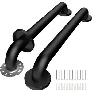 2 Pack Safety Shower Grab Bars for Seniors, Stainless Steel Anti Slip Shower Handle, ADA Compliant Hand Rails, Holds up to 500 LBS Grab Bars for Elderly for Wall (Black, 24 Inches)