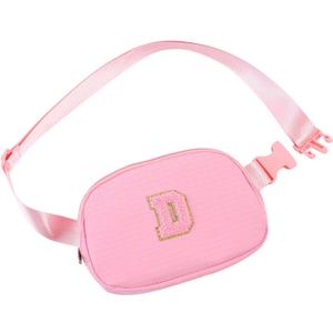 Initial Letter Fanny Pack for Girls,Patch Belt Bag,Toddler Crossbody BagsGifts for 3 4 5 6 7 8 9 10 11 12 Year Old Teens Kids,Christmas Graduation Gifts for Teen Girls.(Pink-D)