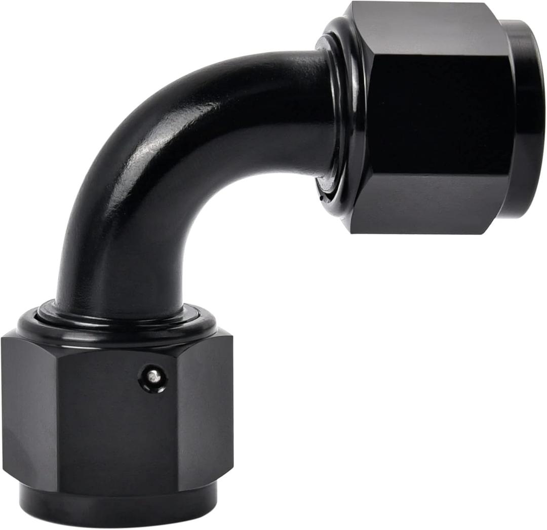 EVIL ENERGY 6AN Female to 6AN Female 90 Degree Swivel Coupler Union Fitting Adapter Aluminum Black