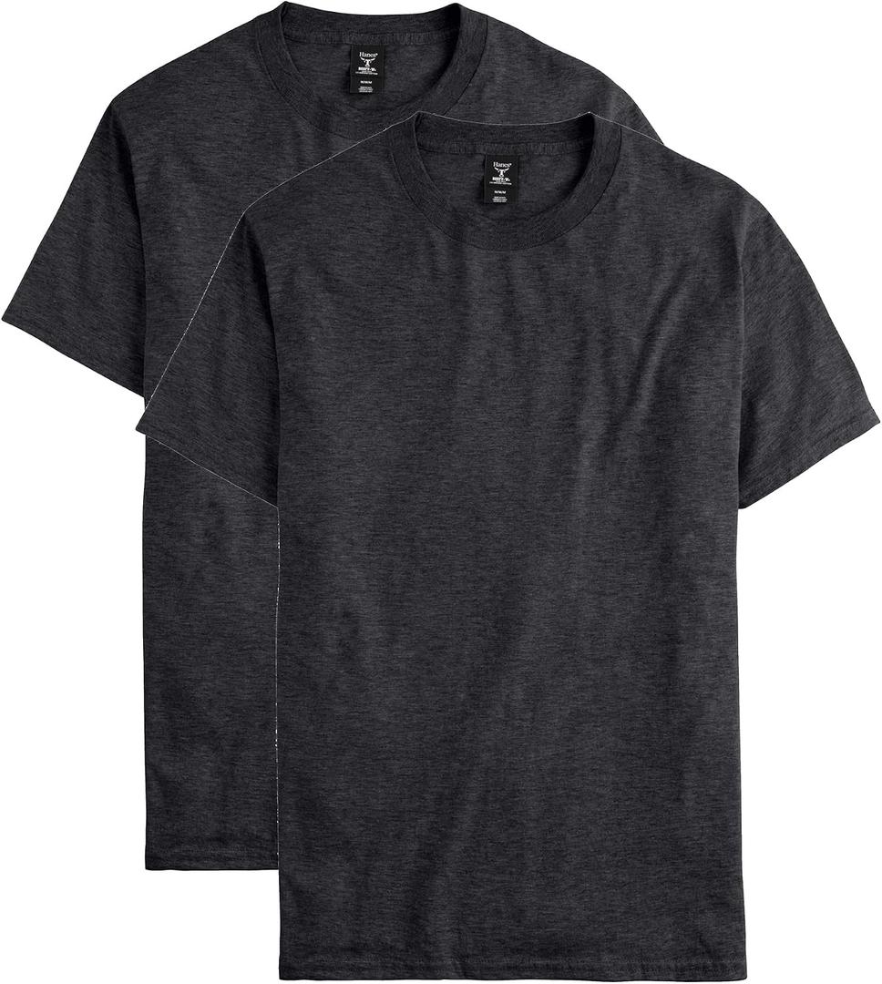 Hanes Men's Beefy-T T-Shirt, Heavyweight Cotton T-Shirts for Men, 1 or 1 Pack, Men's Tees (Tall (Gray, L)