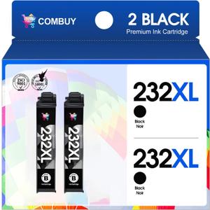 232XL Black Ink Cartridges Remanufactured for Epson 232XL Ink Cartridges Combo Pack for Expression Home XP-4200 XP-4205 Workforce WF-2930 WF-2950 XP4200 WF2950 Printer (2 Black)