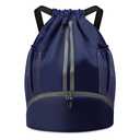 BROTOU Soccer Bags, Football Backpack, Volleyball Bag, Drawstring Backpack with Ball and Shoe Compartment, Football bags for Equipment Swim Gym Bag (Dark Blue)