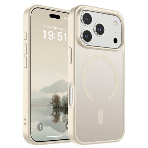 SUPFINE Magnetic for iPhone 17 Pro Case (Compatible with MagSafe)(Military Grade Drop Protection) Translucent Matte Shockproof with Anti-Fingerprint Phone Cover,Antique White