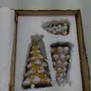 Poen Set of 3 Gold and Green Christmas Trees Figurine Glittered Ceramic Decorative Tabletop Mini Christmas Village Trees for Home Desktop Decoration, 5, 4, 3 Inch(Gold)