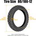 FVRITO 80/100-12 3.00-12 Back Rear Tire And Inner Tube for 90cc 110cc 125cc SSR CRF XR70 CR60R KLX110 KX60 DRZ DS80 JR80 RM50 PW80 TTR YZ60 65SX Off Road Motocross Pit Dirt Bike