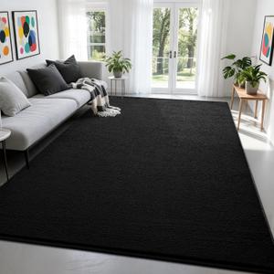 Nuttumico Large Modern Area Rugs for Bedroom Living Room, 10' x 35.5" Black Rug, Thickened Memory-Foam Indoor Carpets, Minimalist Rug for Boys Girls, Soft, Non-Slip and Machine-Washable