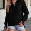 SHEWIN Womens Reverse Seam Snap-Button Henley Sweatshirt Casual Loose High Low Split Pullover Tops (S)