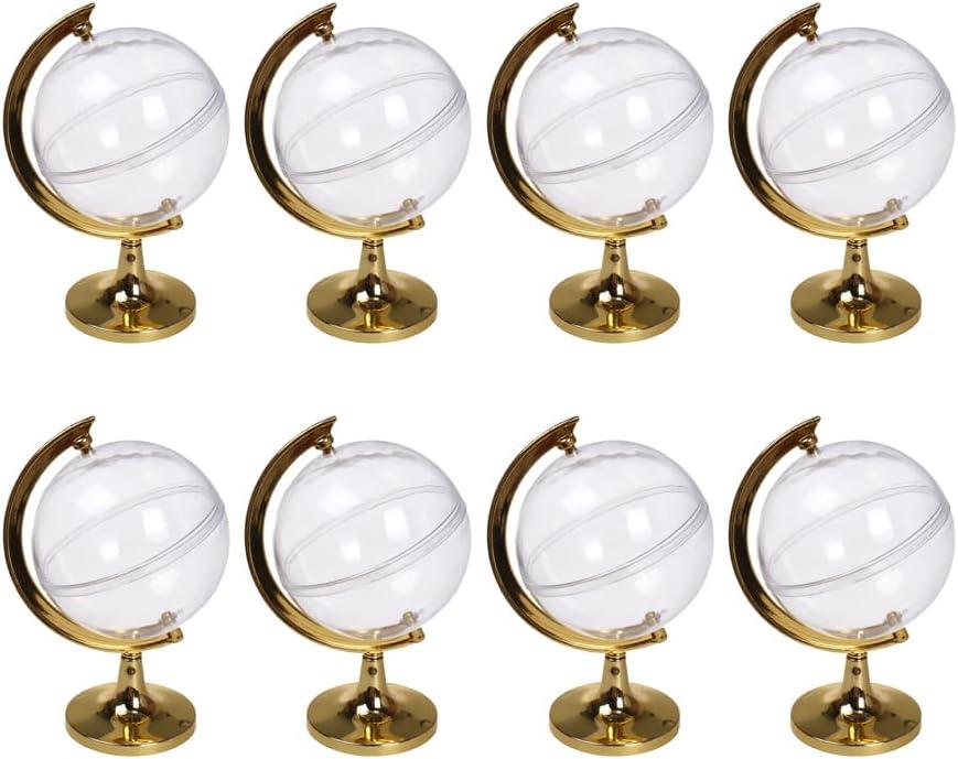 Mobestech Mini Globe Candy Container 12pcs Globe Party Favors Containers Clear Plastic Candy Boxes Fillable Round Candy Jars for Wedding Bridal Shower Baby Shower Golden