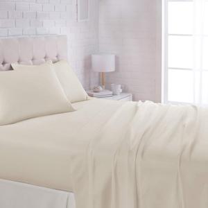 Amazon Basics Lightweight Super Soft, Breathable Easy Care Microfiber 4 Piece Bed Sheet Set with 14-Inch Deep Pockets, Queen, Beige, Solid