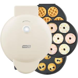 Dash MultiMaker Treat Maker System - Features Snap-and-Swap, Dishwasher Safe Plates - Makes Mini Donuts, Waffle Bites, and Mini Cupcakes - Cream