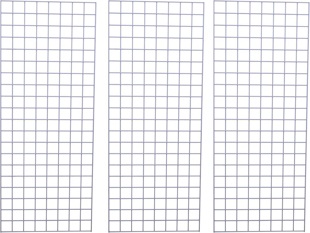 Grid Panel 2’ x 5’ (24” Wide x 60” High), Heavy-Duty 1/4″ Thick Wire, Spaced 3″ Apart (Quantity 3) (White)