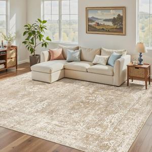 Madane Washable 7x9 Area Rugs for Living Room,Soft Neutral Rug Beige/Brown