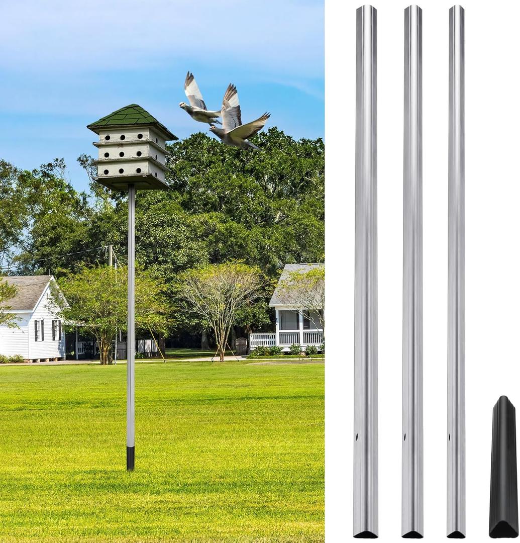 Tandefio 12 ft Telescoping Purple Martin House Pole with Ground Socket Heavy Duty 3-Section Telescoping Pole Purple Martin Bird House Heavy Duty Accessories (1 Pcs)