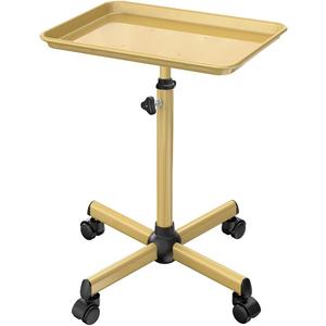 Salon Tray Cart Tattoo Tray Rolling Cart, Service Rolling Tray, Height Adjustable Styling Tray, Storage Tray Trolley for Beauty Salon Clinic Spa (Champagne Gold)