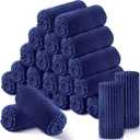 Buryeah 24 Pcs Flannel Throw Blanket Bulk 50 x 60 in Sleepover Blankets Outdoor Wedding Throw Lightweight, Oeko-TEX Standard 100 Certified for Sofa Donation Homeless Gifts (Navy)
