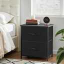 Nightstand Upgraded, Small 2 Drawer Dresser End Table Bedside Furniture, Wooden Top Fabric Bins for Bedroom, Closet, Entryway, Dorm, 11.8" D x 18" W x 20", Charcoal Black