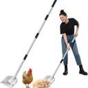Chicken Poop Scooper: 2-in-1 Rake & Sifter - Silver Chicken Poop Shovel for Sand with Adjustable Stainless Steel Handle (35-59") for Small Spaces