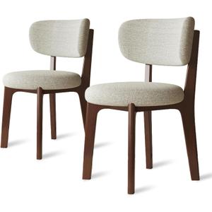 Wooden Dining Chairs Set of 2/4, Mid Century Modern Dining Chairs, Modern Fabric Thickening Upholstered Kitchen Side Chairs, Farmhouse Dining Chair for Dining Room Kitchen Living Room (Walnut + Light Gray)