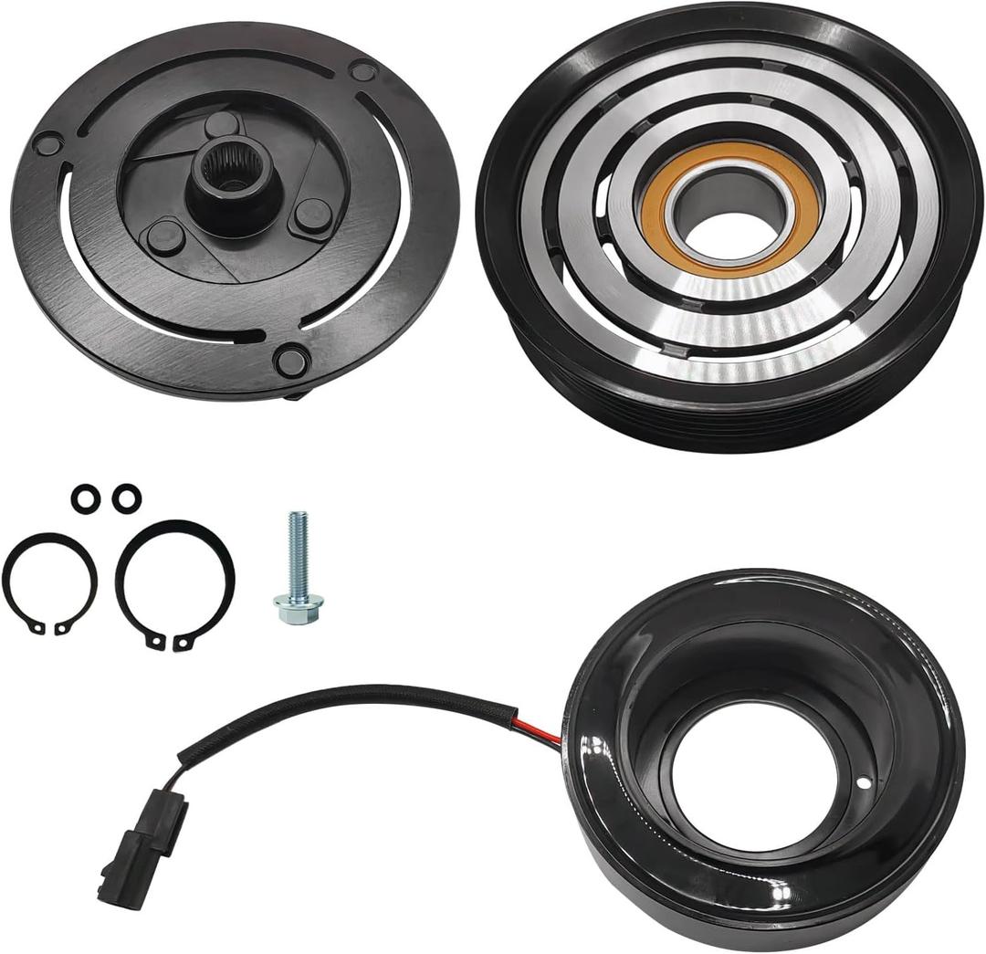 A/C Compressor Clutch Assembly Kit Plate Pulley Bearing Coil 6512503 Replacement for 2013-2018 Nissan Altima 2.5L, AC Air Conditioning Compressor Clutch Coil Auto Repair Kit