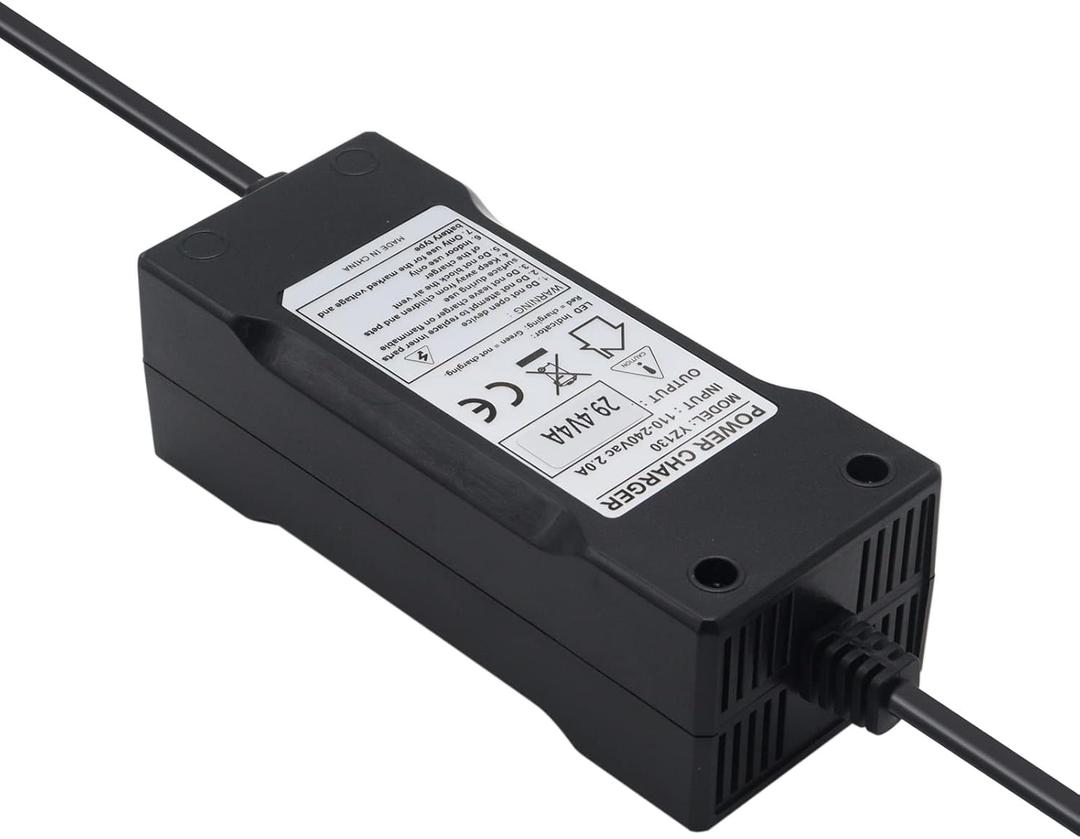 29.4V 4A Lithium Battery Charger for Electric Bike Mobility Scooter 24V with 3-Pin XLR Connector, Fast Charging & Multiple Safety Protections