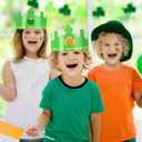 2 x Hooqict St. Patrick's Day Crown Crafts 30 Pack St Patricks Day Hats for Kids Classroom Paper Crowns with Shamrock Green Hat Stickers Party Favors