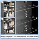 Black Medicine Cabinet with Mirror 16x20 Inch, Small Bathroom Wall Cabinet with Storage, Modern Matte Finish, 6 Adjustable Glass Shelves, Silent Soft Close, Rust Proof Aluminum Organizer
