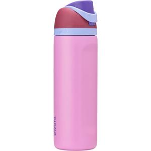 Owala FreeSip Insulated Stainless Steel Water Bottle with Straw for Sports and Travel, BPA-Free Sports Water Bottle, 24 oz, Plum/Orchid, Electric Orchid