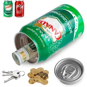 Bargifts Fake Can Diversion Safes Hidden Safe Soda Pop Can, Secret Storage for Money, Jewelry, Valuables - Green