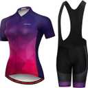Hotlion Women's Cycling Jersey Sets Summer Bike Clothing Suits Road Bicycle Clothes Short Sleeve Biking Outfits (Large, B2jp2005)