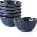 vicrays Ceramic Small Dessert Bowls Set - 10 oz, Set of 6, Microwave, Oven and Dishwasher Safe, for Rice, Ice Cream, Soup, Snacks, Cereal, Side Dishes, Kitchen Bowls Set (Starry Blue)