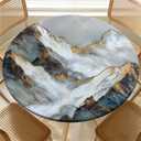 Round Fitted Tablecloth with Elastic Edge Design Table Cover Waterproof Stain-Resistant Wipeable Table Cloth Best for Outdoor/Indoor for 31"-35" Round Tables Mountain Peak