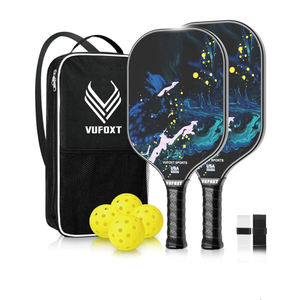 Pickleball Paddles Set of 2/4, USAPA Approved 99.99% Carbon Fiber Surface Pickleball Sets PP Honeycomb Core Pickleball Rackets, Lightweight Paddles with 4/6 Balls 1 Bag and Tapes for Beginners Medium