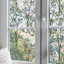 Window Privacy Film, Rainbow Green Plant Leaves Static Cling Decorative, Double Sided Stained Glass Window Stickers for Home Living Room Bathroom Glass Windows Door, 38.4 x 15.8 inches (Green Vines)