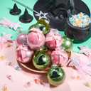 Threehoney 24 Pcs 3.15 Inch/80MM Christmas Witch Ball Ornaments for Tree Glittering Pink and Green Witch Bow Hanging Baubles Ball Christmas Tree Decor Home Xmas Holiday Party Decoration Supplies