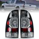 Tail Light Assembly Compatible With 2005-2015 Tacoma Pickup Driver and Passenger Side LED Taillights Brake Signal Assembly with Bulb and Harness (Black Housing Style)