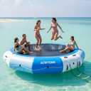 15FT Inflatable Water Trampoline for Lake Without Pump Blue | Floating Water Trampoline with Rope Ladder and Mooring Ropes