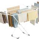 SONGMICS Clothes Drying Rack, Metal Laundry Drying Rack, Foldable, Space-Saving, Free-Standing Airer, with 4 Gullwings, Indoor Outdoor Use, Bed Linen Clothing, White ULLR541W01