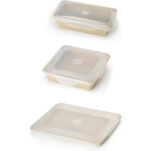 W&P Reusable Silicone Stretch Lid, Set of 3 Casserole (9x13), Brownie (8x8), Loaf (5 x 9), Dishwasher Safe, Freezer Safe, LFGB/Premium Materials, Microwave Safe, Clear