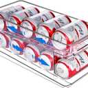 Rolling Soda Can Organizer for Refrigerator Can Dispenser for Beer Soda Seltzer Pop Can Soda Organizer for 10 Standard Size 11.15oz or 12oz Cans Holder Storage Pantry Organization