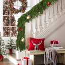 Christmas Garlands 9FT Norfolk Pine Garland 2PCS Realistic Artificial Faux Greenery Garland for Mantle Holiday Indoor Outdoor Fireplace Window Stairs Winter Christmas Decorations