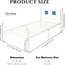 Twin Metal Bed Frame with Ceramic Tile Decor Headboard