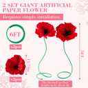 2 Pcs 5ft Large Red Poppy Flowers Giant Artificial Poppy Standing Huge Handcrafted Decoration for Garden Hotel Office Wicked Birthday Wedding Bridal Shower Art Gallery Shop Window Display