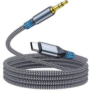 Aux to USB C, 6.6ft Aux Cord to USB C Compatible with iPhone 15/16/17, Galaxy S24/S23, iPad Pro, Pixel - Type C to 3.5mm Cord for Car, Headphones, Speakers