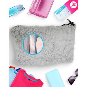 Skywin Stuffable Travel Pillow, Airport Carry on Packable Travel Pillow for Extra Room 15 x 22 in, Neck Pillow, Luggage for Convenience with Soft Fur Faux