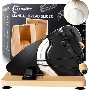 Upgraded Manual Bread Slicer for Homemade Bread with 20 Bags and Acrylic Cover, Adjustable Thickness Bread Cutter, Sourdough Slicer Serrated Blade with Scale Line and Suction Cup for Baguettes