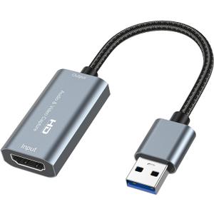 Video Capture Card, 4K HDMI to USB 3.0 Capture Card for Streaming Audio Video Recording with 1080P 60FPS Output, Compatible with PS5/4, Switch, Camera PC, Windows Mac OS System OBS Zoom