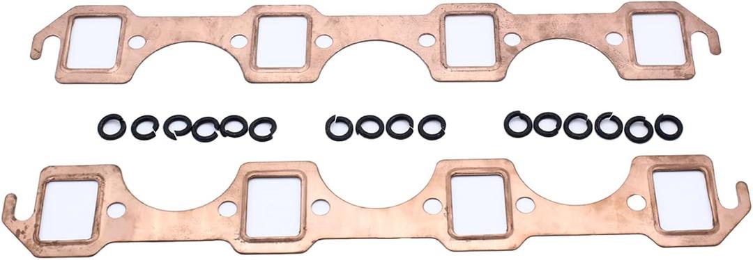 2 Pcs Copper Header Exhaust Gaskets Rectangle Port Fits for Ford Small Block SBF 289 302 351W